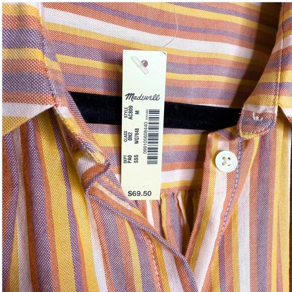 Madewell Oversized Button Up Rainbow Sierra Stripe Central Shirt Size Medium - Picture 4 of 11
